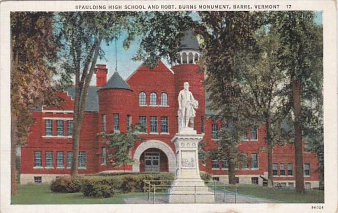 Vermont Barre Spaulding High School and Robert Burns Monument Curteich