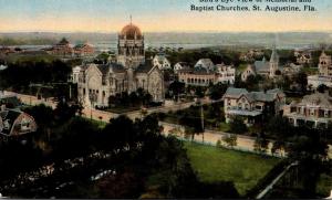 Florida St Augustine Birds Eye View Of Memorial and Baptist Churches Curteich