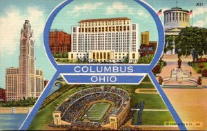 Ohio Columbus Greetings Showing State Office Building O S U Stadium McKinley ...