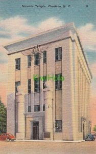 Postcard Masonic Temple Charlotte NC North Carolina