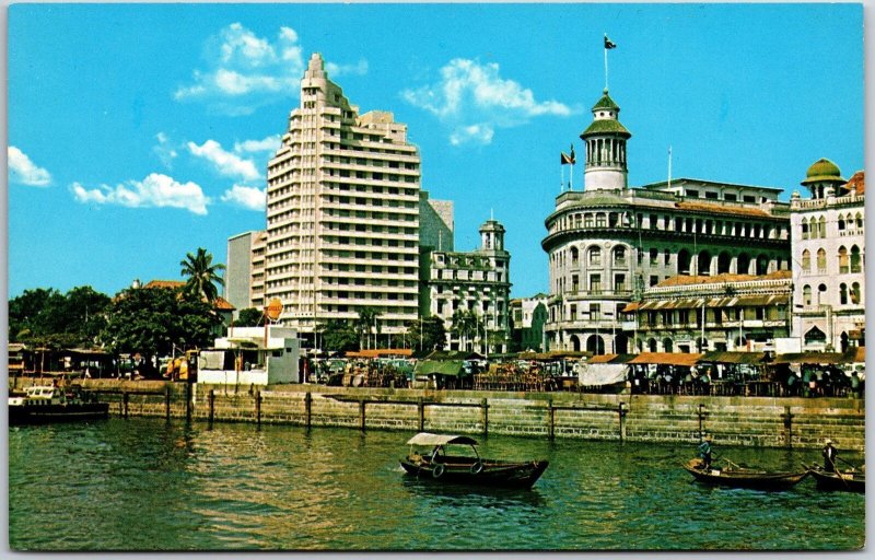 Waterfront Skyline Singapore Few Buildings Insurance Ocean Arcade Postcard