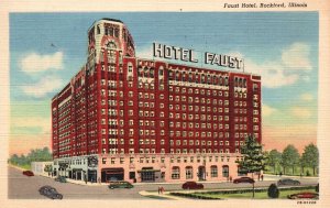 1946 Faust Hotel Building Historical Landmark Rockford Illinois Posted Postcard