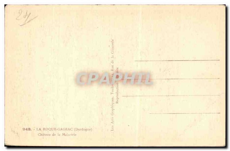 Old Postcard Roque Gageac Chateau de Malartrie