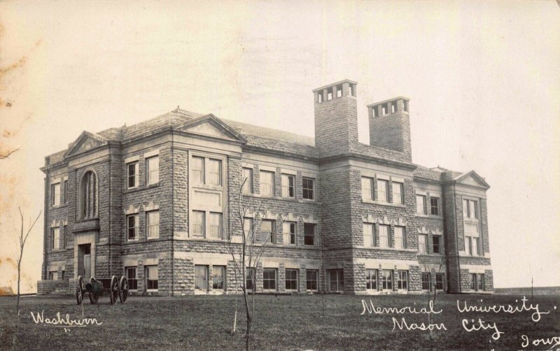 Real Photo Postcard Memorial University in Mason City, Iowa~121298