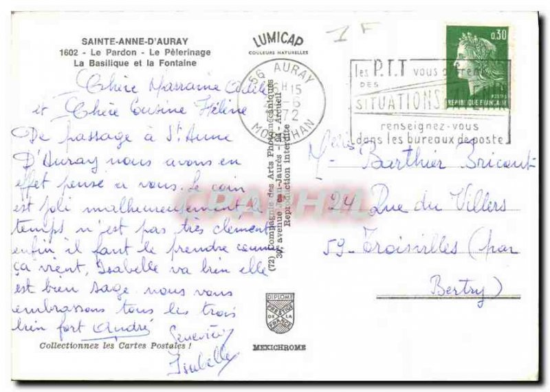 Modern Postcard Saint Anne d'Auray Pardon the Pilgrimage Basilica and the Fou...