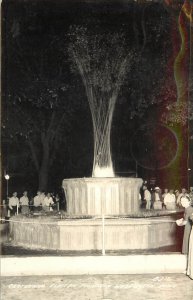 RPPC Postcard Centennial Electric Fountain At Night W People Washington IA 6312