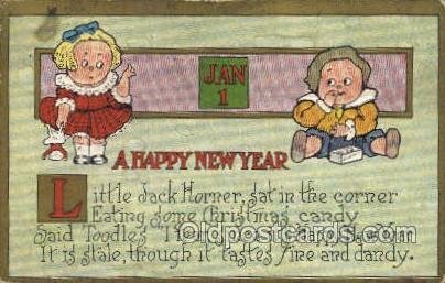 New Years Eve 1908 corner wear stains on card