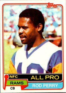 1981 Topps Football Card Rod Perry Los Angeles Rams sk60417