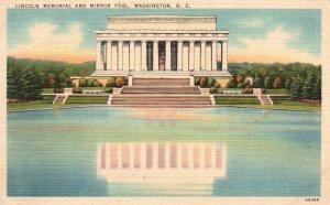 Vintage Postcard Lincoln Memorial & Mirror Pool Capitol & Monument Washington DC