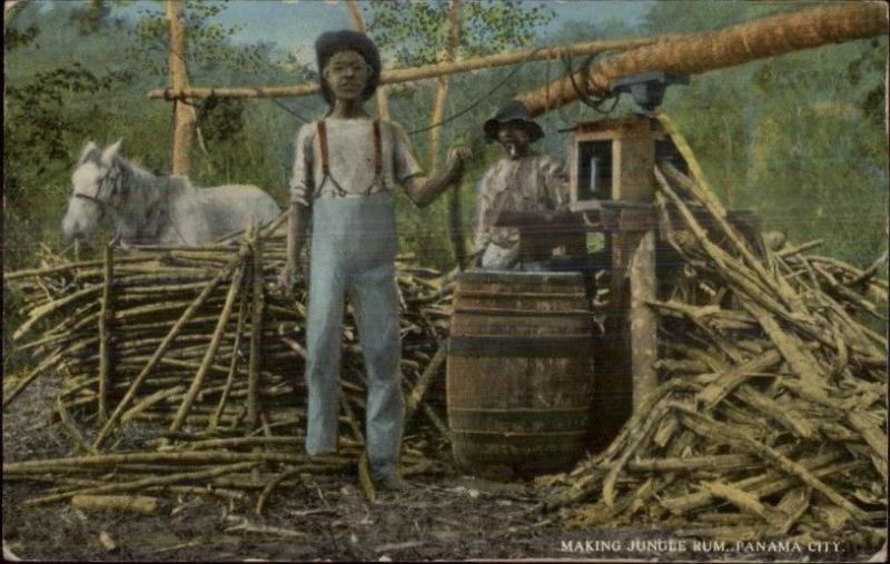 Panama City Making Jungle Rum Moonshine & Natives c1910 Used Postcard