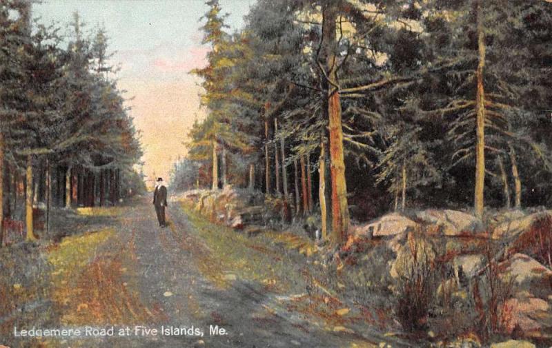 Five Islands Maine Ledgemere Road Scenic View Antique Postcard K7876353