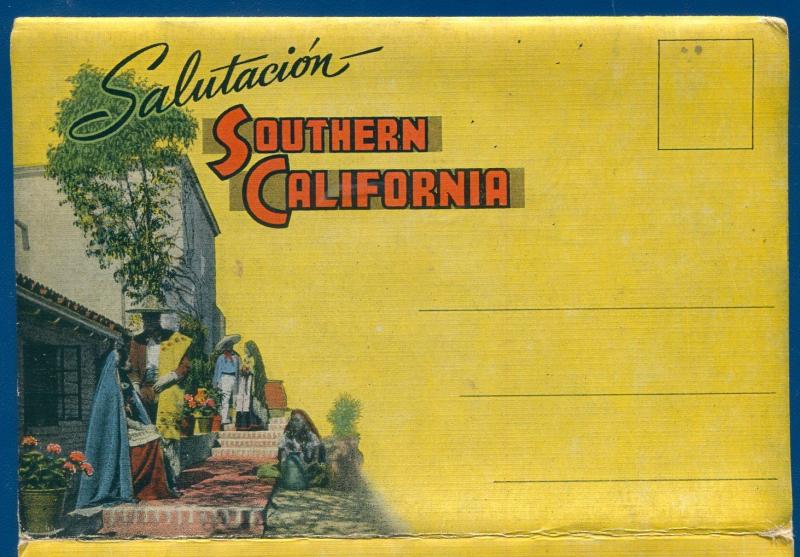 Salutacion Southern California ca souvenir travel postcard folder