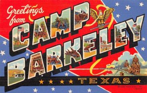 Camp Barkeley Texas Greetings Large Letter Linen Vintage Postcard AA72147