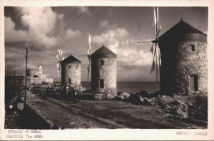 Greece Rhodes The Windmills Vintage RPPC 09.34