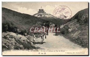 Old Postcard Auvergne Arrival At the Summit of the Puy de Dome Donkey Donkey