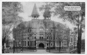 Warren Pennsylvania High School Street View Antique Postcard K55760