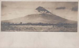 RPPC MAYON VOLCANO ALBAY PHILIPPINES ISLANDS REAL PHOTO POSTCARD (c.1910)