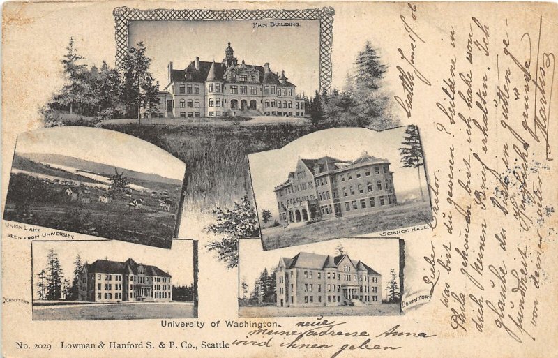 G33/ Seattle Washington Postcard 1908 University 5View Buildings 1