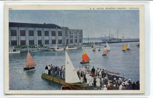 Small Sailing Boats Rainbow Fleet US Naval Reserve Chicago Illinois postcard