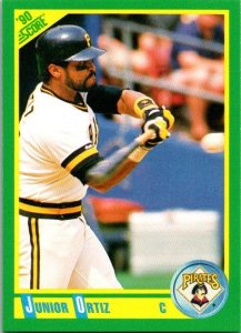 1990 Score Baseball Card Junior Ortiz Pittsburgh Pirates sk2590