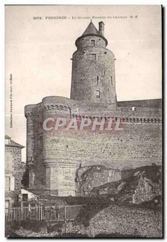 Old Postcard Fougeres Chateau La Grande Postern