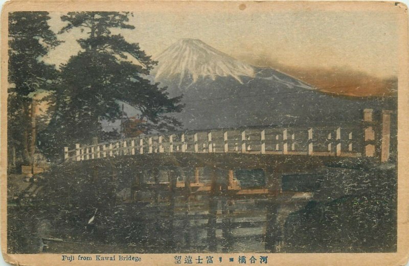 Fuji from Kawai Bridge Japan early postcard