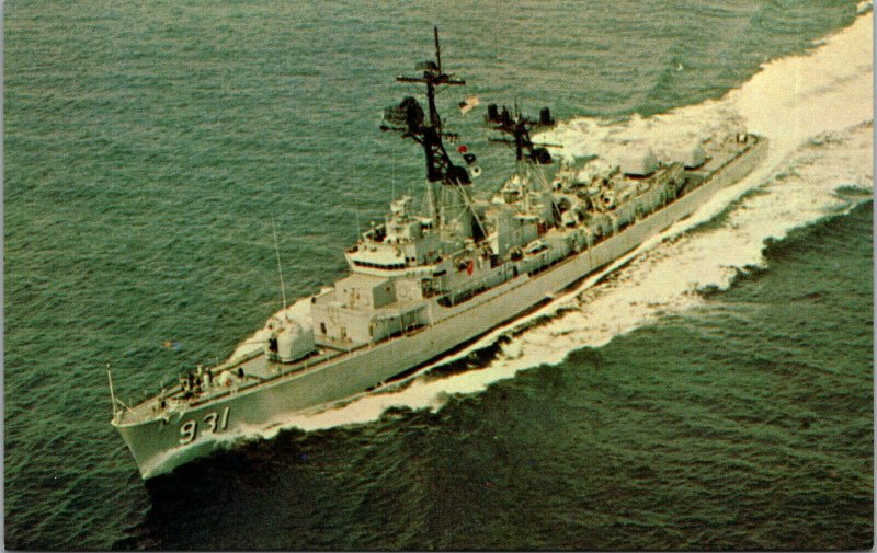 Vtg USS Forrest Sherman DD-931 Missle Destroyer US Navy Ship Postcard
