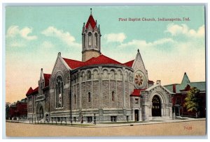 c1910 Exterior View First Baptist Church Indianapolis Indiana Antique Postcard