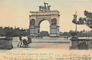 BROOKLYN NY~DEFENDERS ARCH PROSPECT PARK~1905 ROTOGRAPH TINTED PHOTO POSTCARD