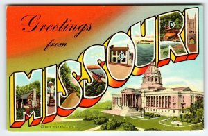 Greetings From Missouri Large Big Letter State Postcard Curt Teich Unposted