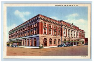 c1930s Scene in Union Station Utica New York NY Posted Vintage Postcard 