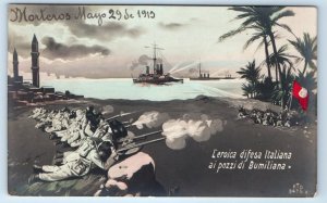 RPPC Italo-Turkish War Defense of the Bumiliana Wells LIBYA Postcard