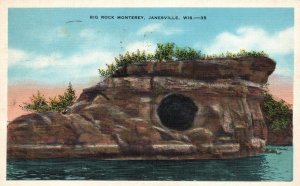 Vintage Postcard 1935 Rock of Monterey Janesville Wisconsin WI