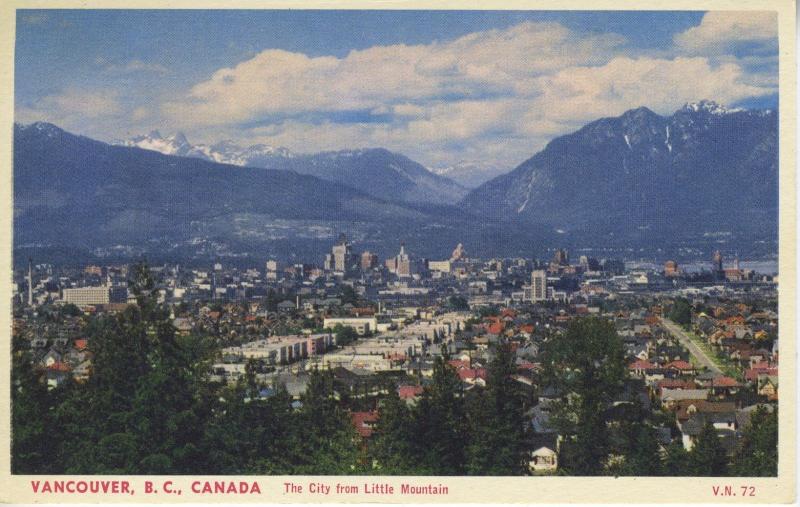 Vancouver BC Canada, The City From Little Mountain, Postcard