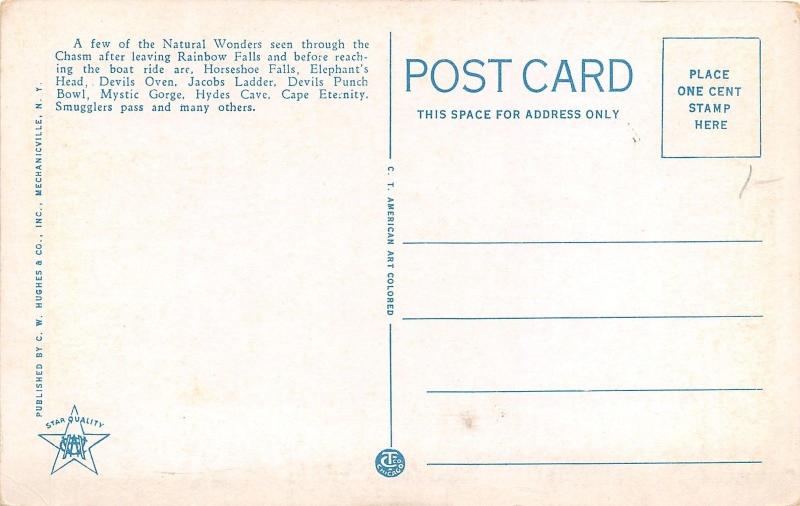 Keeseville-Ausable Chasm New York~Rainbow Falls~1920s Postcard