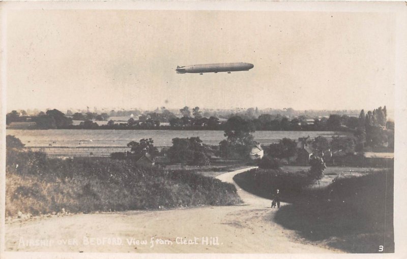 Lot330 airship over bedford view from cleat hill real photo uk Zeppelin 