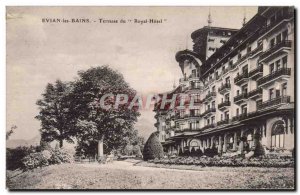 Old Postcard Evian les Bains Terrace of the Royal Hotel