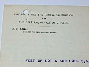 1891 Chicago & Western Indiana Railroad Co Lease Real Estate Letter Letterhead