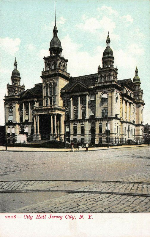 City Hall, Jersey City, N.Y. (instead of N.J.) Early Postcard, Unused 