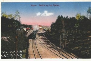 Netherlands Baarn Gezicht op het Station Train Vintage Postcard 03.78