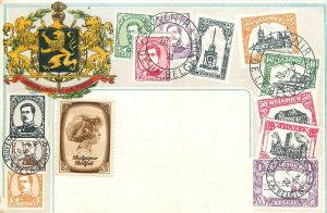 c1910 Belgium Stamps Philatelic Guggenheim  & CO Postcard 25-11764