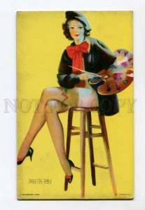 286284 MUTOSCOPE Pin-Up Girl PALETTE ABLE Vintage USA card