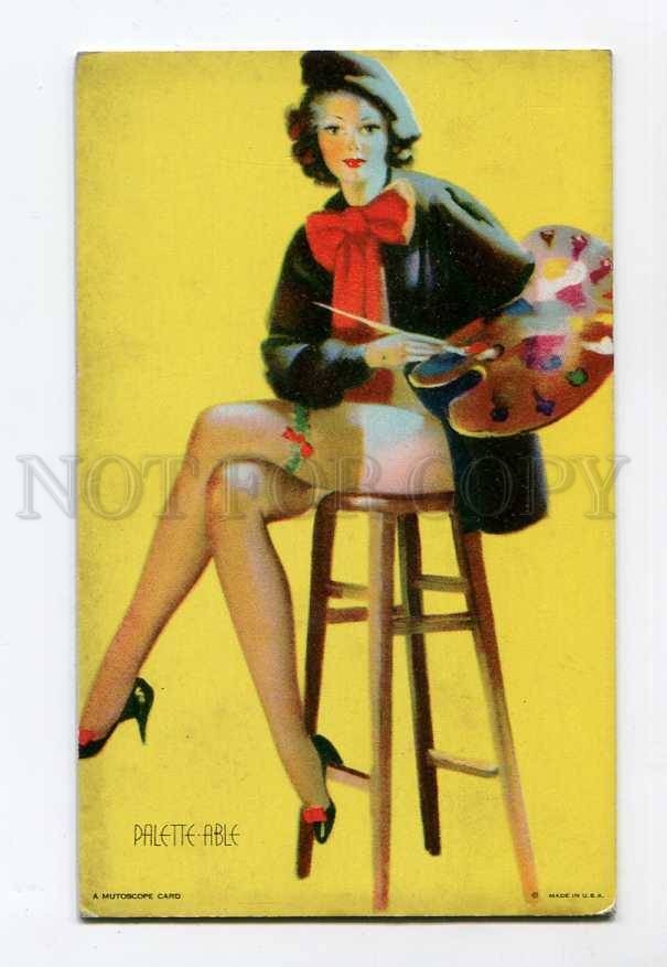 286284 Mutoscope Pin Up Girl Palette Able Vintage Usa Card Topics Pin Ups Postcard 