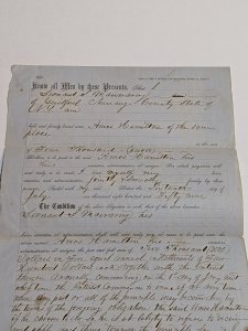 1859 Signed Handwritten Bond Document Guilford NY Financial Agreement