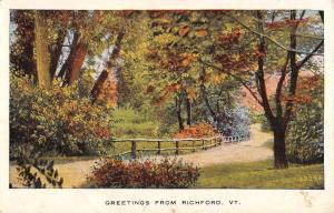 Richford Vermont Scenic Street Scene Greeting Antique Postcard K98053