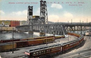 Shasta Limited Train OWR&N Railroad S.P. Bridge Portland, OR Vintage Postcard