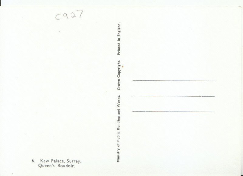 Surrey Postcard - Kew Palace - Queen's Boudoir - Ref 17197A