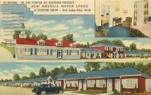 1946 New American Motor Lodge Coffee Shop Salt Lake City Utah Postcard 20-12849