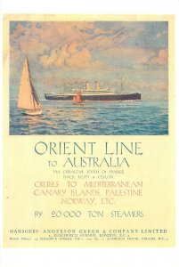 Orient Line to Australia steamer cruises postcard