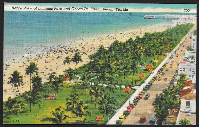 Lummus Park & Ocean Drive Miami Beach Florida Unused c1930s